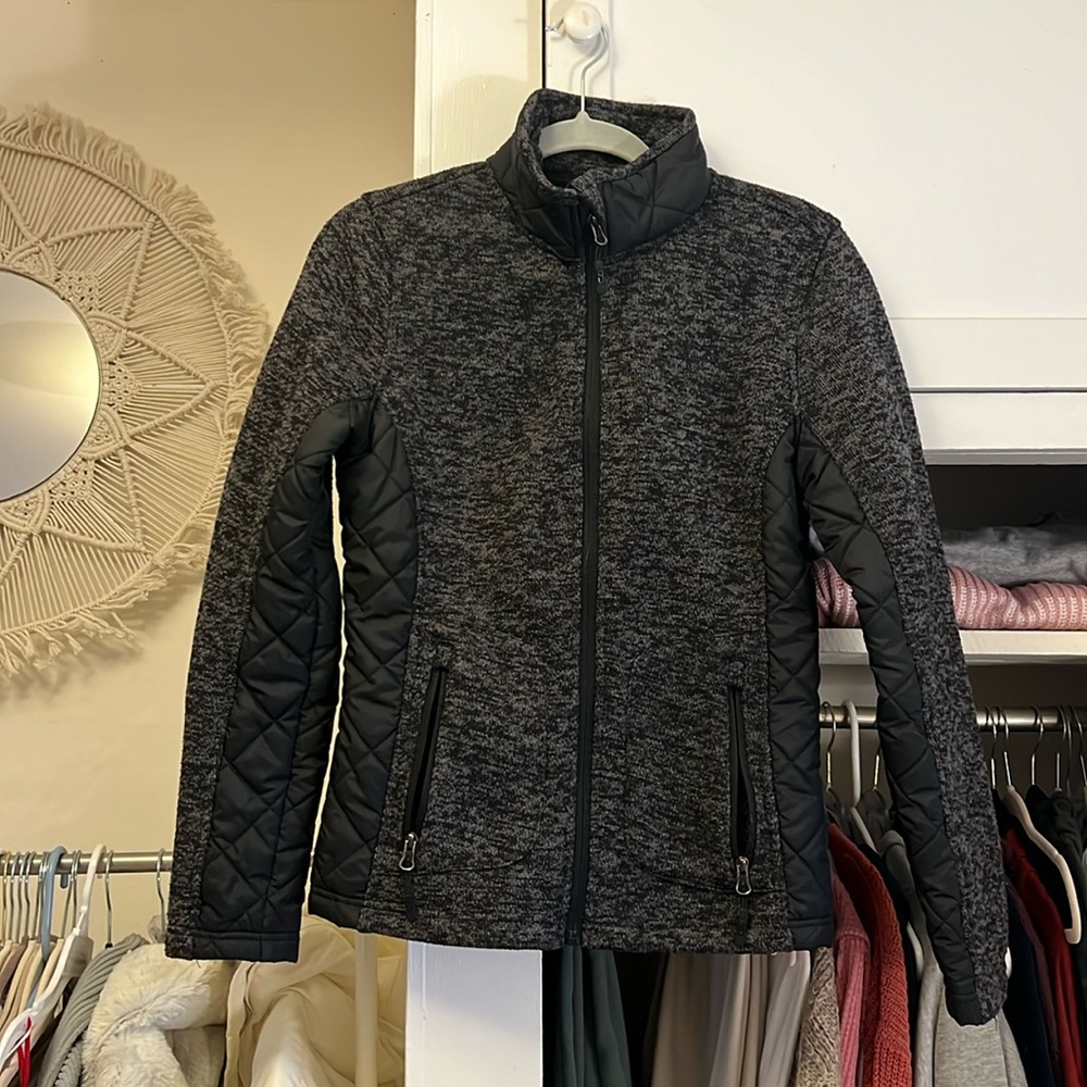 Black/Gray Zip-up Jacket- slim fitting